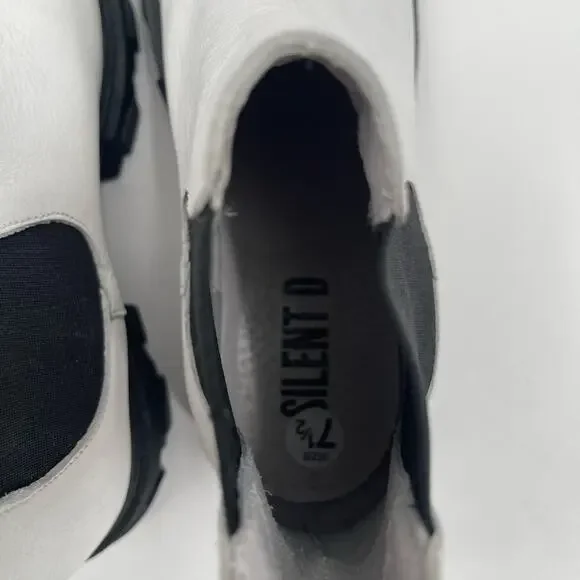 SILENT D Cress Chelsea Boot Size 38 (US 7/7.5) White Leather Lug Sole Slip On - Picture 10 of 16